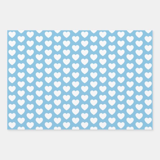 Hellblaue und weiße Herzen Geschenkpapier Set (Vorderseite 2)