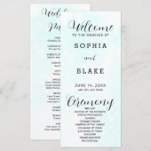 Hellblaue und weiße moderne Hochzeitsprogramme (Vorne/Hinten)