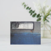 Hellblaue und weiße Oldtimer-LKW Postkarte (Stehend Vorderseite)