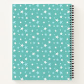 Hellblaue und weiße Sterne auf Aquamarinen Noteboo Notizblock (Rückseite)