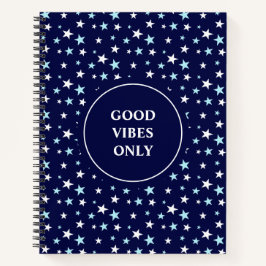 Hellblaue und weiße Sterne auf Navy Blue Notizblock