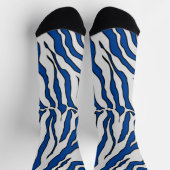 Hellblaue und weiße Tigerstreifen - Tierdruck Socken (Oben)