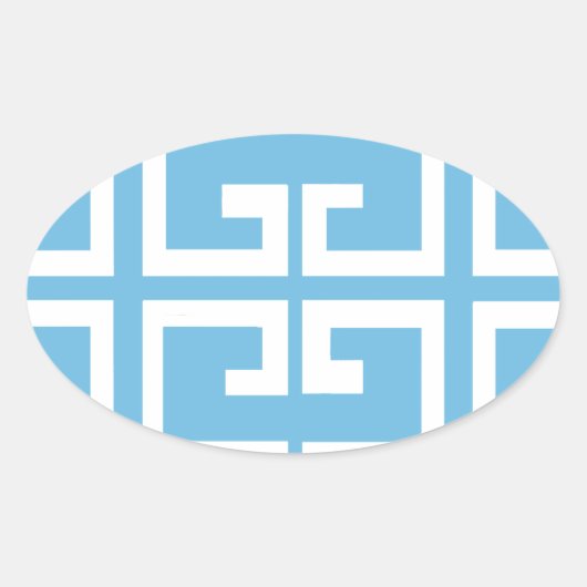 Hellblaue und weiße Tile Ovaler Aufkleber (Vorderseite)