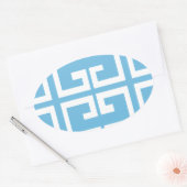 Hellblaue und weiße Tile Ovaler Aufkleber (Umschlag)