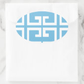 Hellblaue und weiße Tile Ovaler Aufkleber (Tasche)