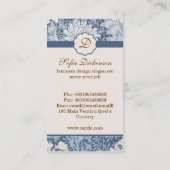 hellblaue Vintage Blumenmuster-Geschäftskarte Visitenkarte (Rückseite)