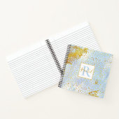 Hellblaue Wasserfarbe, Goldfetti-Monogramm Notizblock (Innenseite)