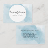 Hellblaue Wasserfarbe Visitenkarte (Vorne/Hinten)