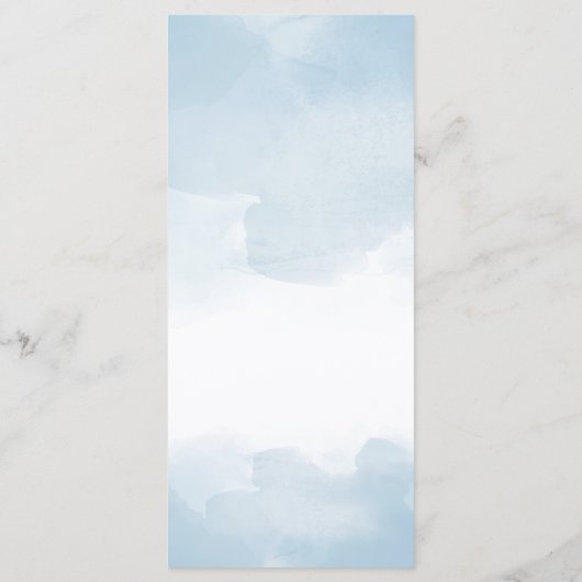 Hellblaue Wasserfarben Herz-Swash Hochzeit Menükarte (Rückseite)