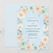 Hellblaue weiche Sukkulenten-Hochzeit Einladung (Vorne/Hinten)