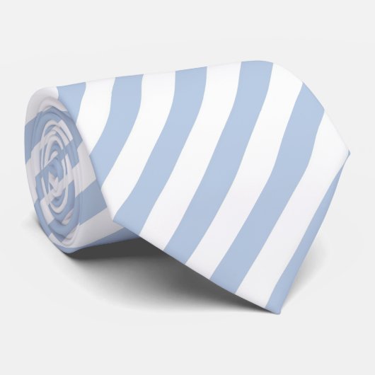 Hellblaue/weiße gestreifte Krawatte (Gerollt)