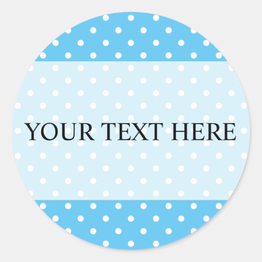 Hellblaue, weiße Polka-Dot-Aufkleber Runder Aufkleber (Vorderseite)