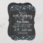 Hellblaue, weiße Retro-Khalkboard Geburtstagsparty Einladung (Vorne/Hinten)