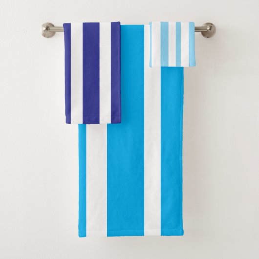 Hellblaue weiße Streifen  Badhandtuch Set (Insitu)