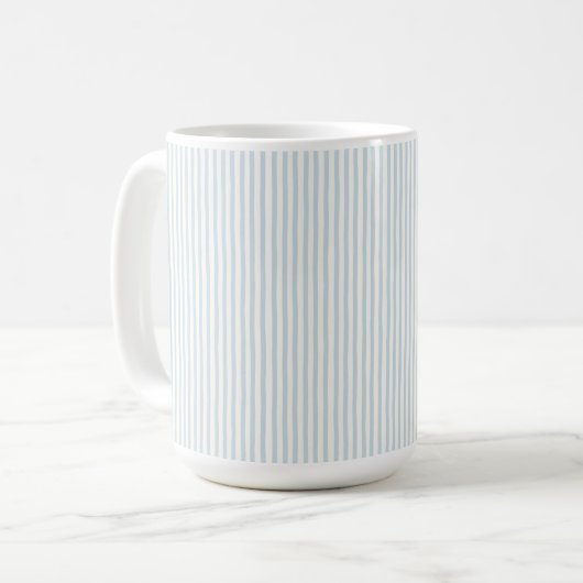 Hellblaue weiße Streifen Kaffeetasse (Vorderseite Links)