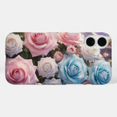 Hellblaue, weiße und rosa Rosen Case-Mate iPhone Hülle (Rückseite (Horizontal))