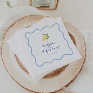 Hellblaue wellige Rand-Limonen Süße Babyparty Serviette