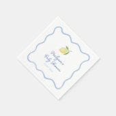 Hellblaue wellige Umrandung Lemones Süße Babyparty Serviette (Ecke)