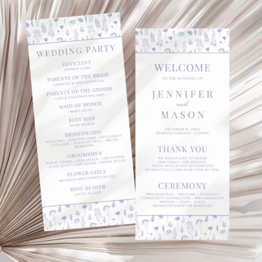 Hellblaue Wildblume rustikale Hochzeitskarten