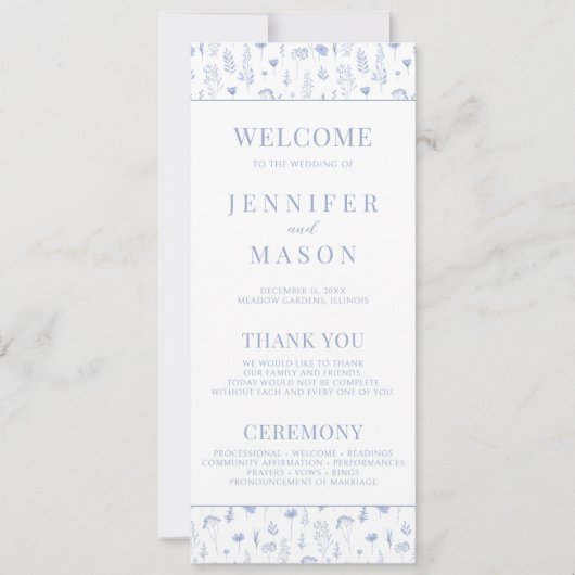 Hellblaue Wildblume rustikale Hochzeitskarten (Vorderseite)
