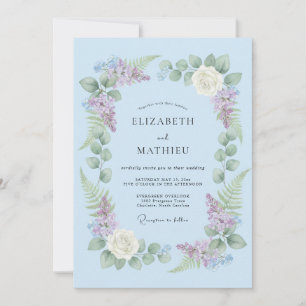 Hellblaue zarte Wisteria-Hochzeit Einladung