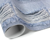 Hellblaue zerrissene Jeans-Textur Geschenkpapier (Rolleneckpunkt)