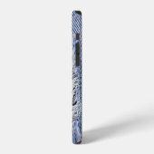 Hellblaue zerrissene Jeans-Textur iPhone Hülle (Linke Seite)