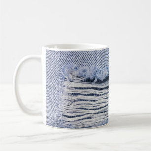 Hellblaue zerrissene Jeans-Textur Kaffeetasse