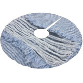 Hellblaue zerrissene Jeans-Textur Polyester Weihnachtsbaumdecke (Schrägansicht)