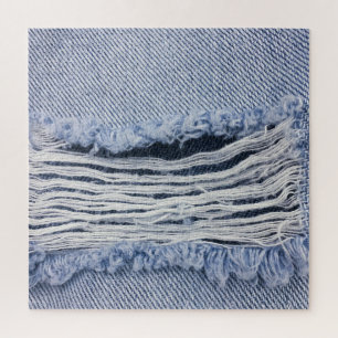 Hellblaue zerrissene Jeans-Textur Puzzle