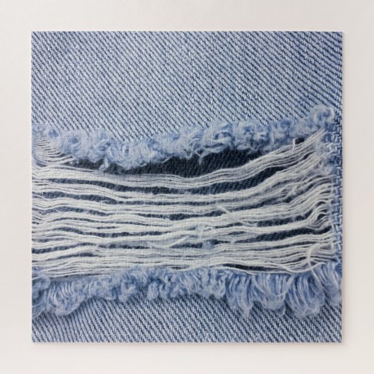 Hellblaue zerrissene Jeans-Textur Puzzle (Vertikal)
