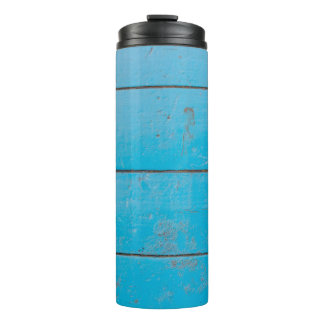 Hellblauer Aquamarine Vintages Holzstaub Thermosbecher