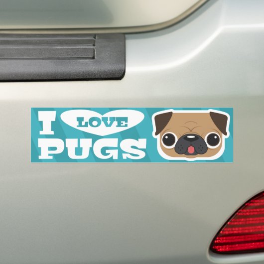 Hellblauer aquamariner i-LIEBE-MOPS-Autoaufkleber Autoaufkleber (Auf Auto)