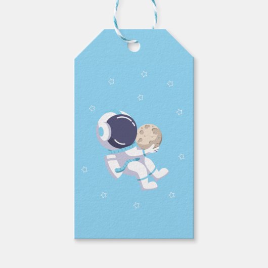 Hellblauer Astronaut - Geschenkanhänger (Vorderseite)