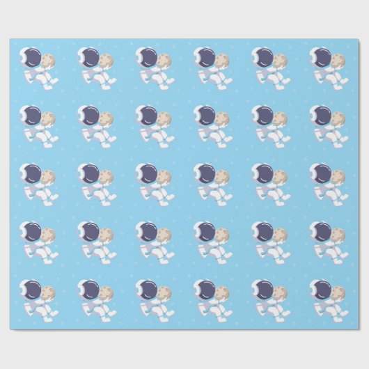 Hellblauer Astronaut - Geschenkpapier (Flach)