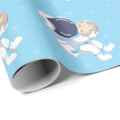 Hellblauer Astronaut - Geschenkpapier (Rolleneckpunkt)