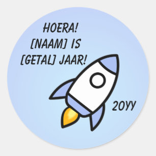 Hellblauer Astronaut Rakete Geburtstag Sticker
