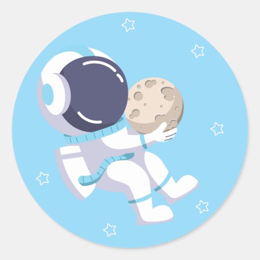 Hellblauer Astronaut - Runder Aufkleber (Vorderseite)