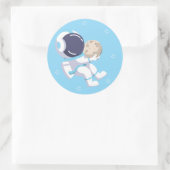 Hellblauer Astronaut - Runder Aufkleber (Tasche)