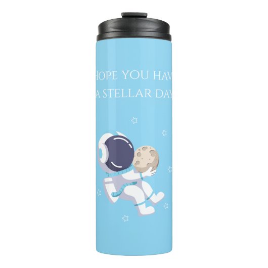 Hellblauer Astronaut - Thermobecher Thermosbecher (Vorderseite)