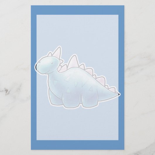 Hellblauer Baby-Dinosaurier Briefpapier (Vorderseite)