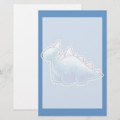 Hellblauer Baby-Dinosaurier Briefpapier (Vorne/Hinten)