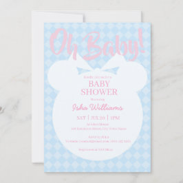 Hellblauer Bär Rosa Oh Baby Shower Einladung