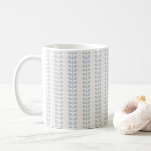 Hellblauer Blattstreifen Kaffeetasse (Mit Donut)