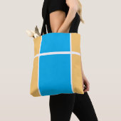 Hellblauer Blauer Buttergelbter weißer Farbblock Tasche (Von Nahem)