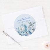 Hellblauer Blumen-Abschluss Runder Aufkleber (Umschlag)