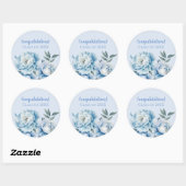 Hellblauer Blumen-Abschluss Runder Aufkleber (Blatt)