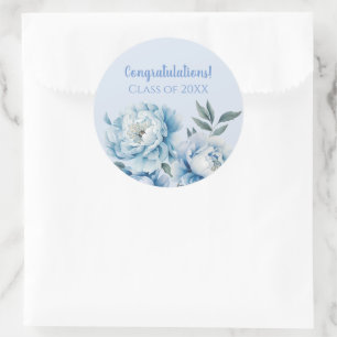 Hellblauer Blumen-Abschluss  Runder Aufkleber