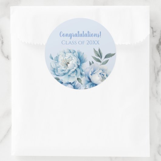 Hellblauer Blumen-Abschluss Runder Aufkleber (Tasche)