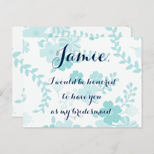 Hellblauer Blumenbräu Einladungspostkarte (Vorne/Hinten)